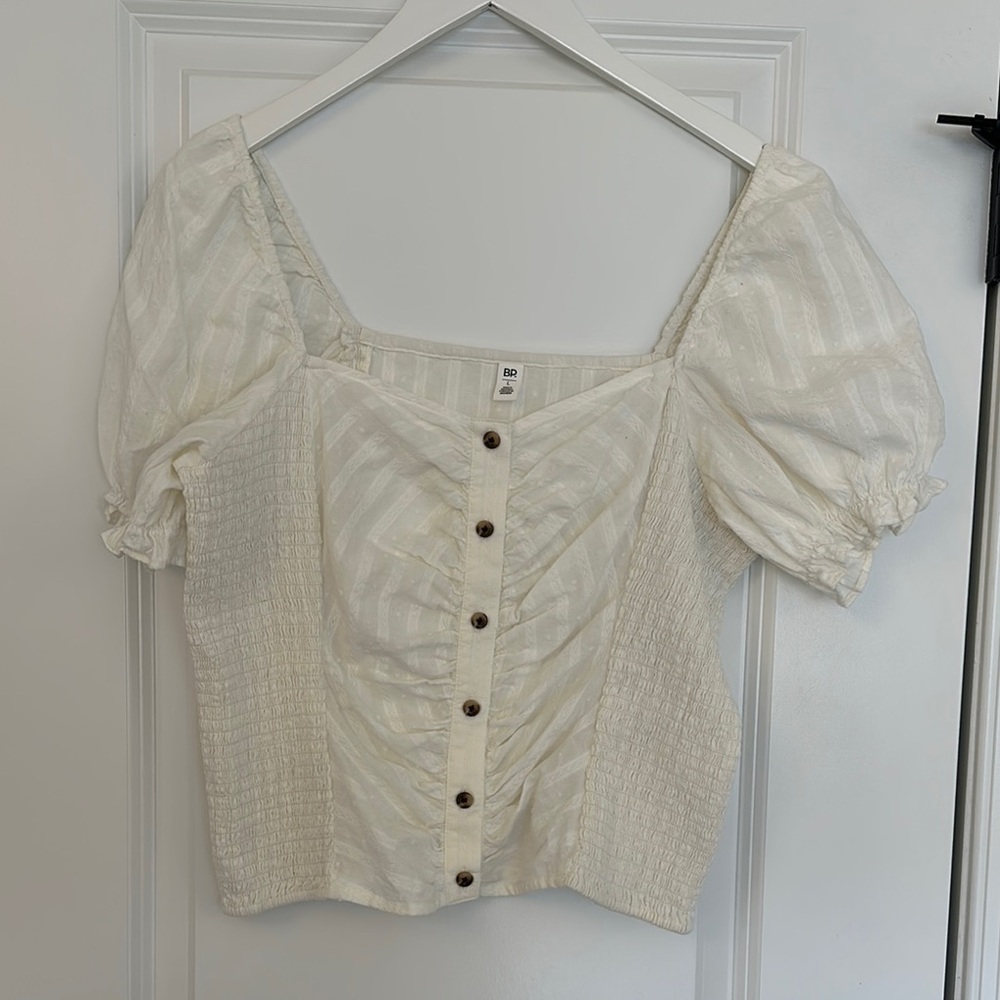 BP Cream Puff Sleeve Fitted Blouse